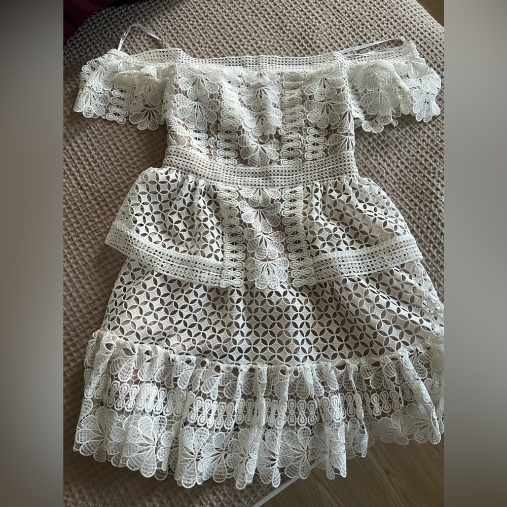 White self portrait mini dresss